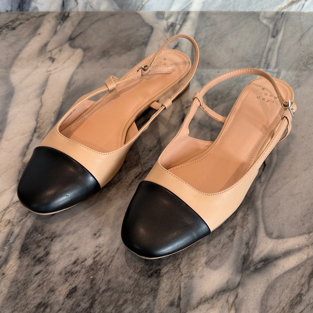 a new day Black and Tan Slingback Flats